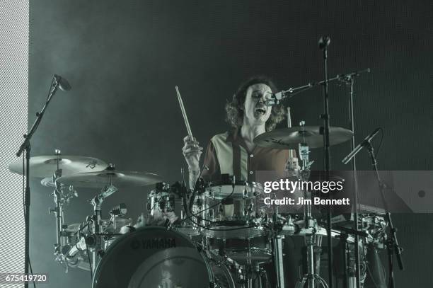 Drummer George Daniel of The 1975 performs live at WaMu Theater on April 30, 2017 in Seattle, Washington.