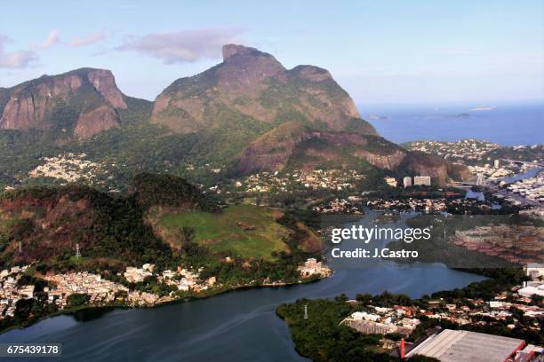 rio de janeiro - aerial view - lagoa barra stock-fotos und bilder