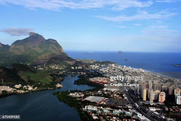 rio de janeiro - aerial view - lagoa barra stock-fotos und bilder