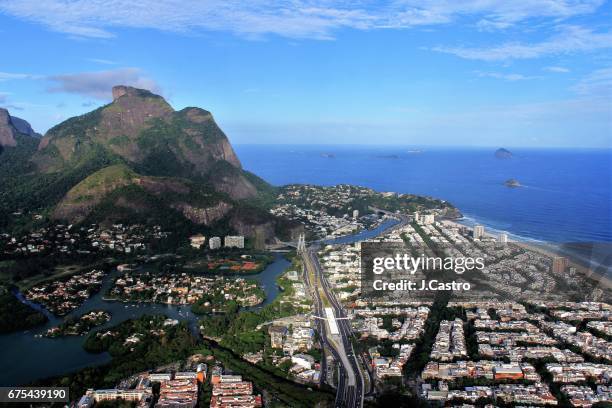 rio de janeiro - aerial view - lagoa barra stock pictures, royalty-free photos & images