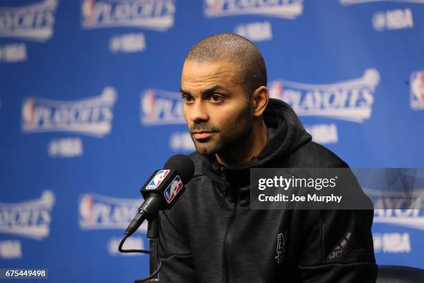 David Fizdale of the Memphis Grizzlies talks to the media during a press conference after Game Six of the Western Conference Quarterfinals against...