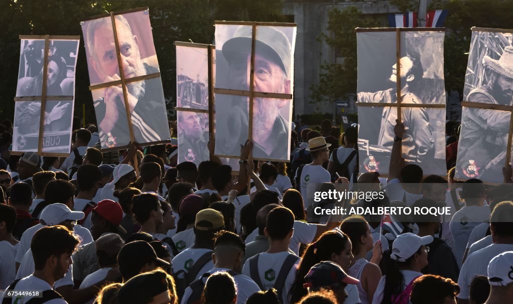 TOPSHOT-CUBA-MAY DAY-MARCH