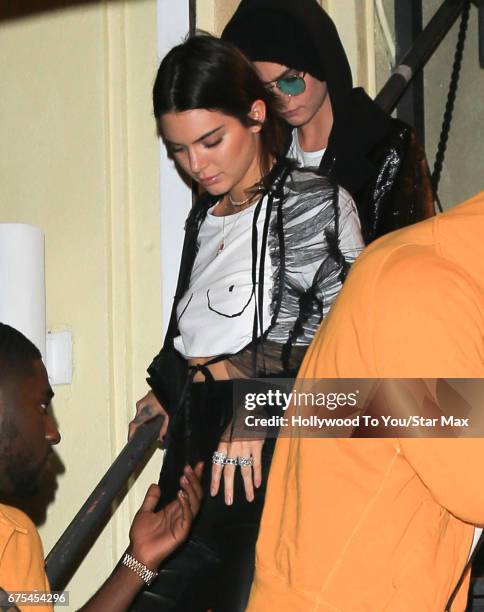 Kendall Jenner and Cara Delevingne are seen on April 30, 2017 in New York City.