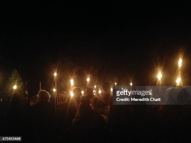 torches in the night - wake stockfoto's en -beelden