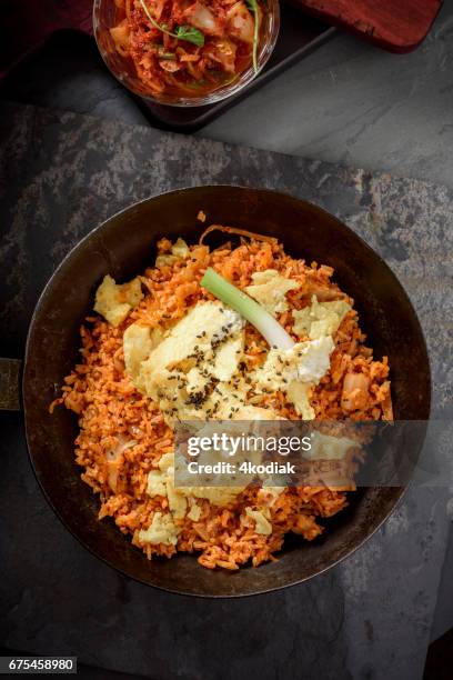 kimchi fried rice - kimchi stock pictures, royalty-free photos & images