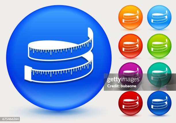 measuring tape icon on shiny color circle buttons - waist circumference stock illustrations