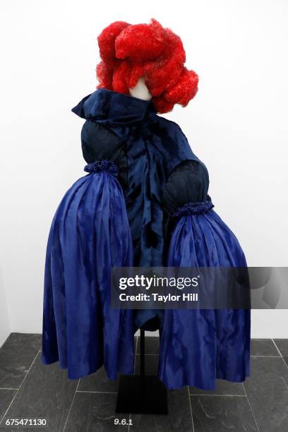 Designs exhibited at "Rei Kawakubo/Commes Des Garcons: Art of the In-Between" at the Metropolitan Museum of Art on May 1, 2017 in New York City.