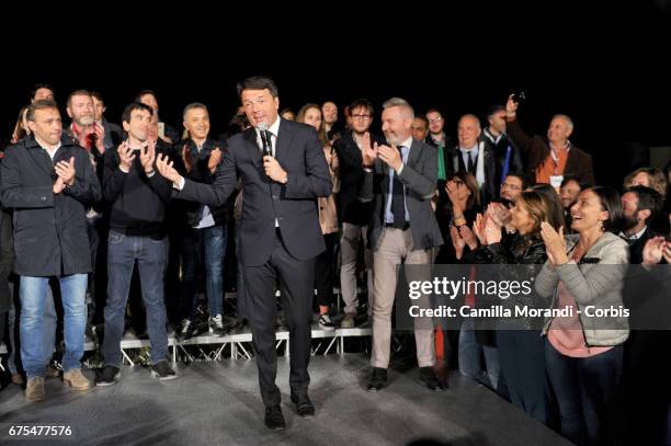 Matteo Renzi speaks after winning the Primary Election of the Democratic Party on April 30, 2017 in Rome, Italy. Renzi, who resigned as the party's...