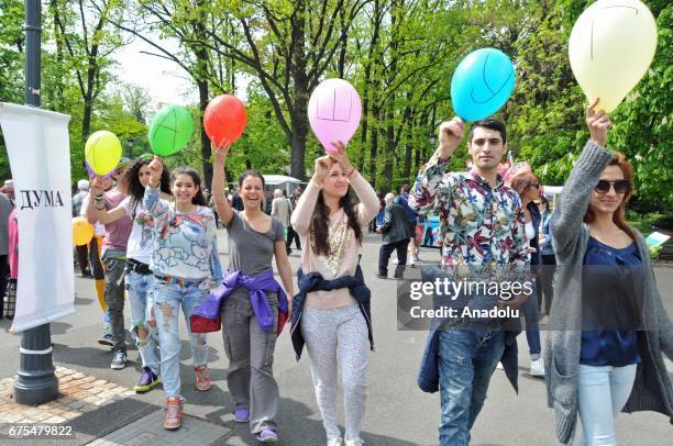 Bulgarian Socialist Party supporters take part in a demonstration to mark May Day, International Workers' Day in Sofia, Bulgaria on May 1, 2017.