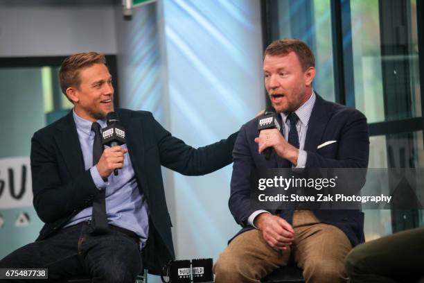 Charlie Hunnam and Guy Ritchie attend Build Series to discuss their new film "King Arthur: Legend Of The Sword" at Build Studio on May 1, 2017 in New...