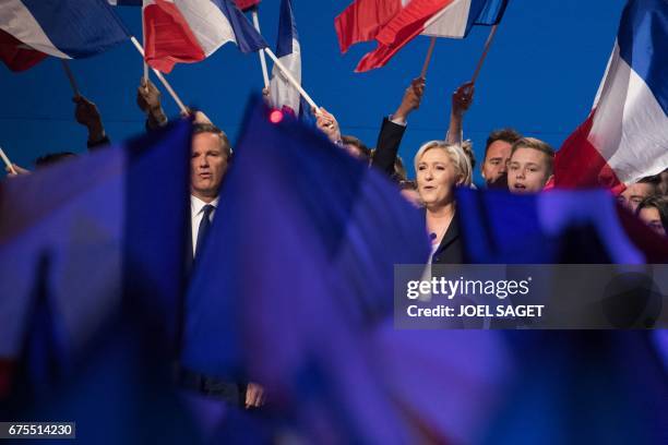 French presidential election candidate for the far-right Front National party Marine Le Pen and Former French presidential election candidate for the...