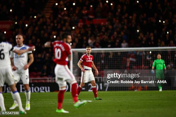 Middlesbrough pay their tribute to the late Ugo Ehiogu during the Premier League match between Middlesbrough and Sunderland at Riverside Stadium on...