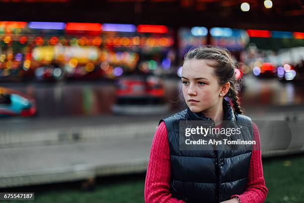 teenage girl at fairground - unfilteredtrend stock pictures, royalty-free photos & images