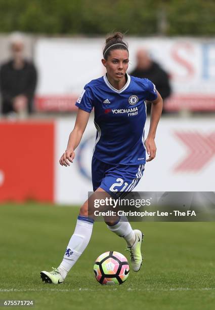 Deanna Cooper of Chelsea Ladies in action during the FA WSL 1 match between Chelsea Ladies and Yeovil Town Ladies at Wheatsheaf Park on April 30,...