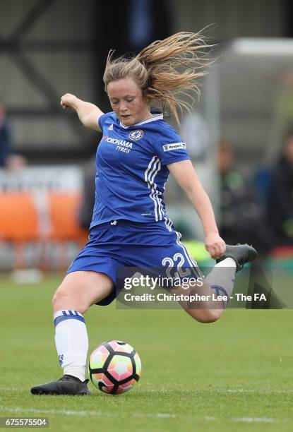 Erin Cuthbert of Chelsea Ladies in action during the FA WSL 1 match between Chelsea Ladies and Yeovil Town Ladies at Wheatsheaf Park on April 30,...