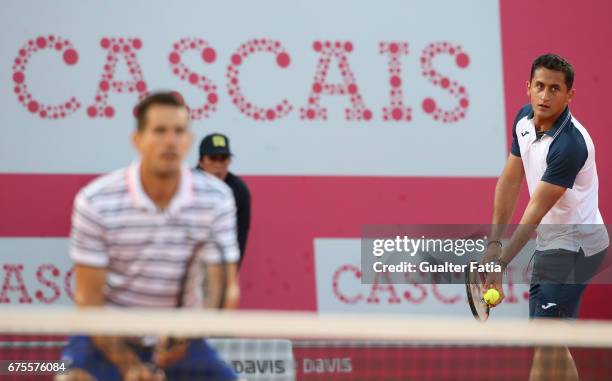 Nicolas Almagro in action during the match between Kyle Edmund from Great Britain/Joao Sousa from Portugal and Nicolas Almagro from Spain/Guillermo...
