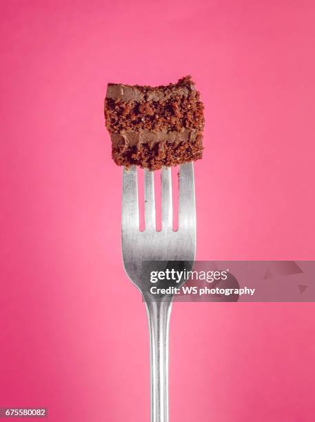 a bite of chocolate cake wouldn't hurt - gaffel bildbanksfoton och bilder