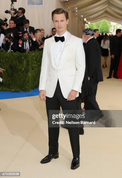 Ansel Elgort attends the "Rei Kawakubo/Comme des Garcons: Art Of The In-Between" Costume Institute Gala at Metropolitan Museum of Art on May 1, 2017...