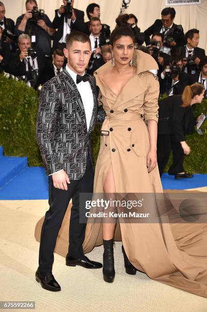 Nick Jonas and Priyanka Chopra attends the "Rei Kawakubo/Comme des Garcons: Art Of The In-Between" Costume Institute Gala at Metropolitan Museum of...