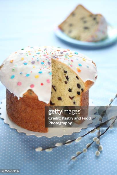 kulich - russian easter cake - frosted flakes stock pictures, royalty-free photos & images
