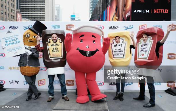 Kool-Aid Man, Mr. Peanut and The Ketchups team up in Times Square to fight global hunger during the kick-off event for the "Feed Your Family, Feed...
