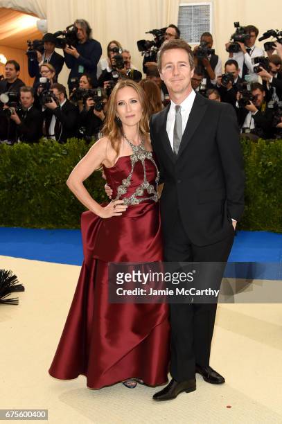 Shauna Robertson and Edward Norton attends the "Rei Kawakubo/Comme des Garcons: Art Of The In-Between" Costume Institute Gala at Metropolitan Museum...