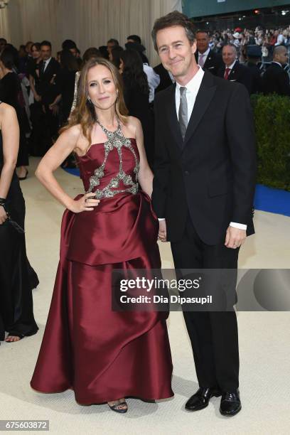 Shauna Robertson and Edward Norton attend the "Rei Kawakubo/Comme des Garcons: Art Of The In-Between" Costume Institute Gala at Metropolitan Museum...