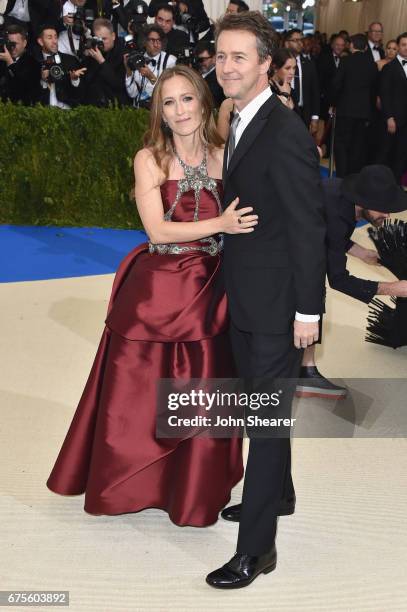 Shauna Robertson and Edward Norton attend the "Rei Kawakubo/Comme des Garcons: Art Of The In-Between" Costume Institute Gala at Metropolitan Museum...