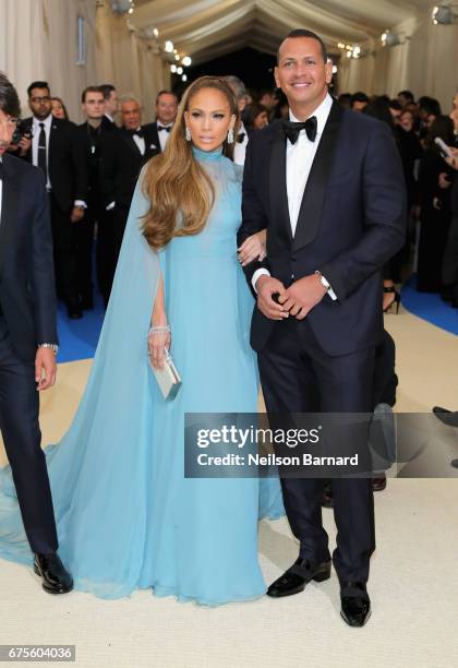 Jennifer Lopez and Alex Rodriguez attend the "Rei Kawakubo/Comme des Garcons: Art Of The In-Between" Costume Institute Gala at Metropolitan Museum of...