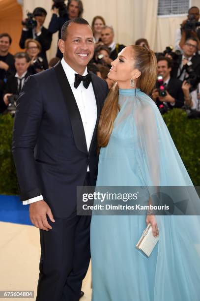 Alex Rodriguez and Jennifer Lopez attend the "Rei Kawakubo/Comme des Garcons: Art Of The In-Between" Costume Institute Gala at Metropolitan Museum of...