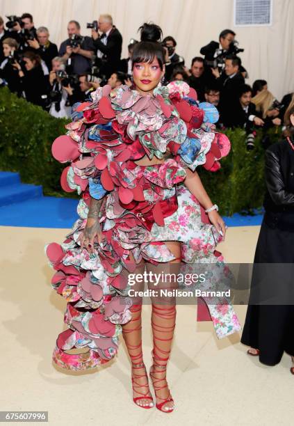 Rihanna attends the "Rei Kawakubo/Comme des Garcons: Art Of The In-Between" Costume Institute Gala at Metropolitan Museum of Art on May 1, 2017 in...