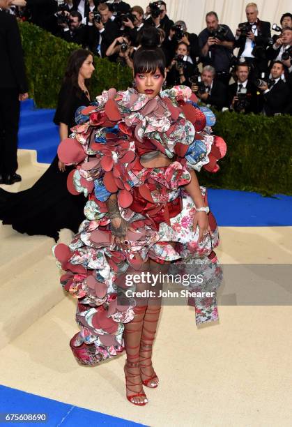 Singer Rihanna attends "Rei Kawakubo/Comme des Garcons: Art Of The In-Between" Costume Institute Gala at Metropolitan Museum of Art on May 1, 2017 in...