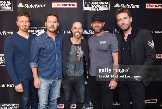 Chris Daughtry of Daughtry and Daniel Adair , Ryan Peake , Mike Kroeger and Chad Kroeger of Nickelback attend Live Nation's celebration of The 3rd...