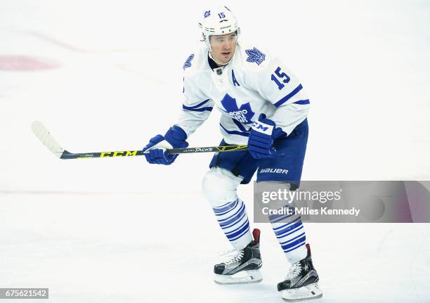 Parenteau of the Toronto Maple Leafs plays in the game against the Philadelphia Flyers at Wells Fargo Center on April 7, 2016 in Philadelphia,...