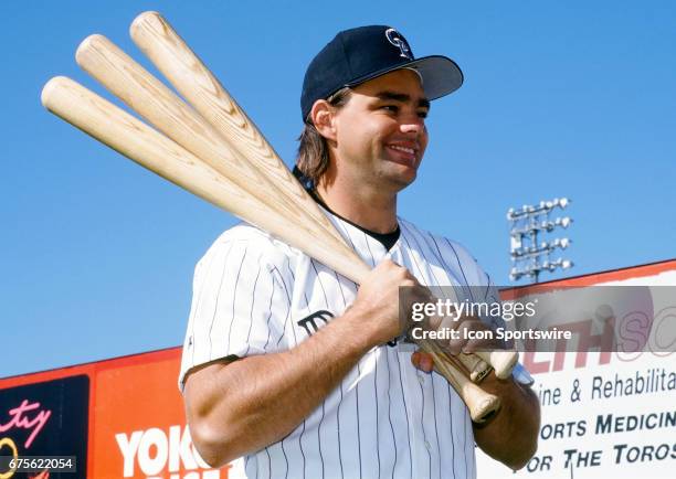 Colorado Rockies outfielder Dante Bichette posses for a photograph during Rockies team photo day held at Hi Corbett Field in Tucson, AZ.