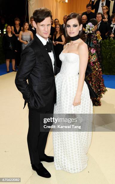 Matt Smith and Lily James attend "Rei Kawakubo/Comme des Garcons: Art Of The In-Between" Costume Institute Gala at Metropolitan Museum of Art on May...