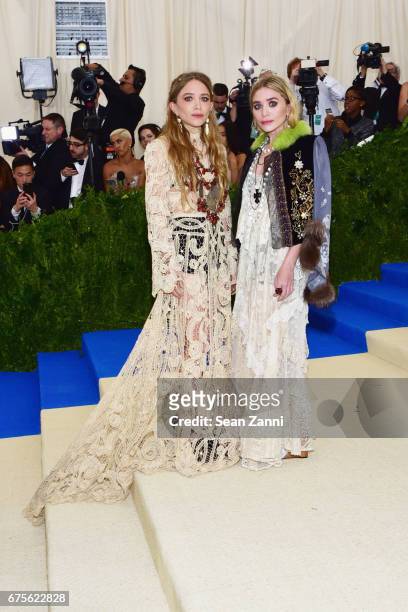 Mary-Kate Olsen and Ashley Olsen arrives at "Rei Kawakubo/Comme des Garcons: Art Of The In-Between" Costume Institute Gala at The Metropolitan Museum...