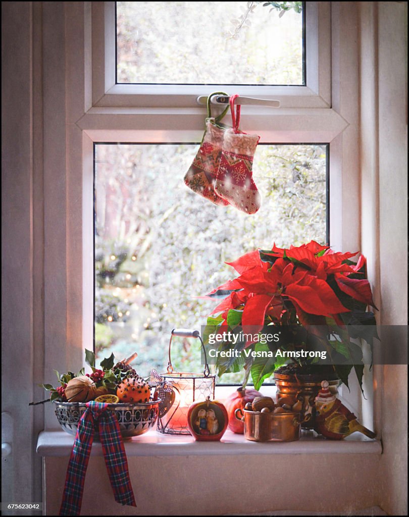 Decorated Window At Christmas