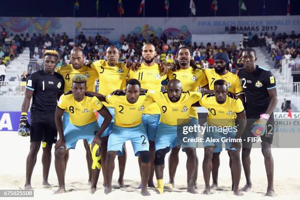 Players of Bahamas pose for a team photo prior to the FIFA Beach Soccer World Cup Bahamas 2017 group A match between Bahamas and Ecuador at National...