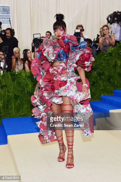 Rihanna arrives at "Rei Kawakubo/Comme des Garcons: Art Of The In-Between" Costume Institute Gala at The Metropolitan Museum on May 1, 2017 in New...