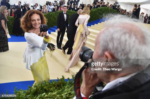 Photographer Ron Galella takes Diane Von Furstenberg's picture at the "Rei Kawakubo/Comme des Garcons: Art Of The In-Between" Costume Institute Gala...