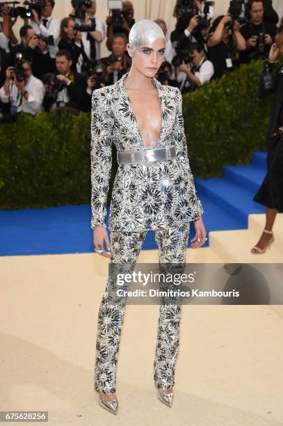 Cara Delevingne attends the "Rei Kawakubo/Comme des Garcons: Art Of The In-Between" Costume Institute Gala at Metropolitan Museum of Art on May 1,...