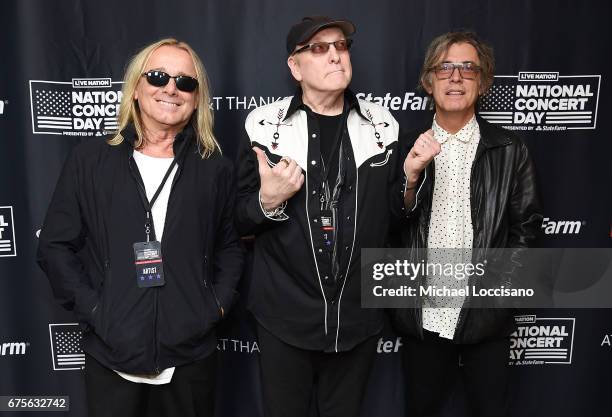 Musicians Robin Zander, Rick Nielsen and Tom Petersson of Cheap Trick attend Live Nation's celebration of The 3rd Annual National Concert Day at...