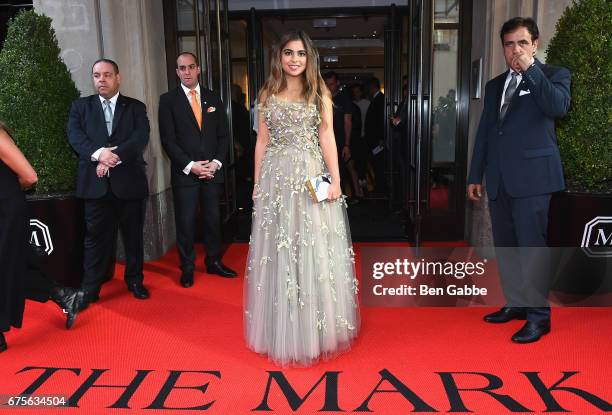 Isha Ambani leaves from The Mark Hotel for the 2017 'Rei Kawakubo/Comme des Garçons: Art of the In-Between' Met Gala on May 1, 2017 in New York City.