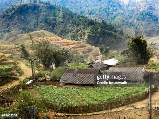 hmong farming village, near hanoi, vietnam - hmong village stock pictures, royalty-free photos & images
