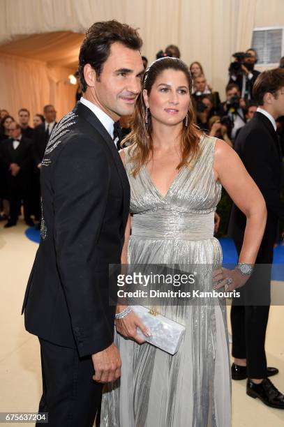 Roger Federer and Mirka Federer attend the "Rei Kawakubo/Comme des Garcons: Art Of The In-Between" Costume Institute Gala at Metropolitan Museum of...