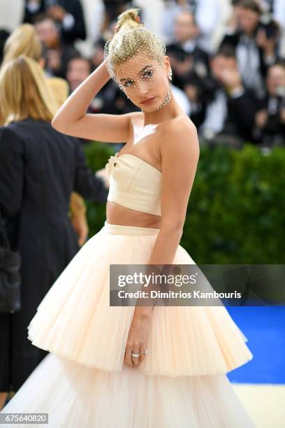 Hailey Baldwin attends the "Rei Kawakubo/Comme des Garcons: Art Of The In-Between" Costume Institute Gala at Metropolitan Museum of Art on May 1,...
