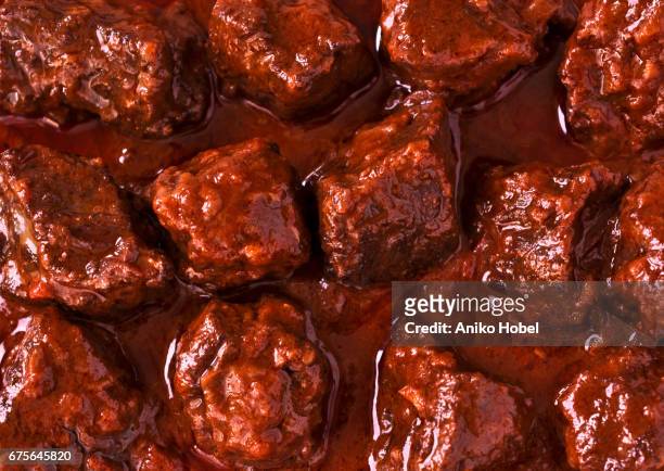 beef goulash close-up - traditionally hungarian foto e immagini stock