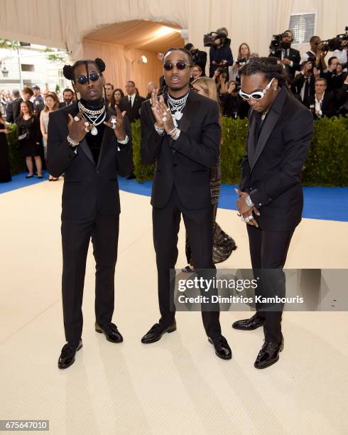 Offset, Quavo and Takeoff of Migos attend the "Rei Kawakubo/Comme des Garcons: Art Of The In-Between" Costume Institute Gala at Metropolitan Museum...