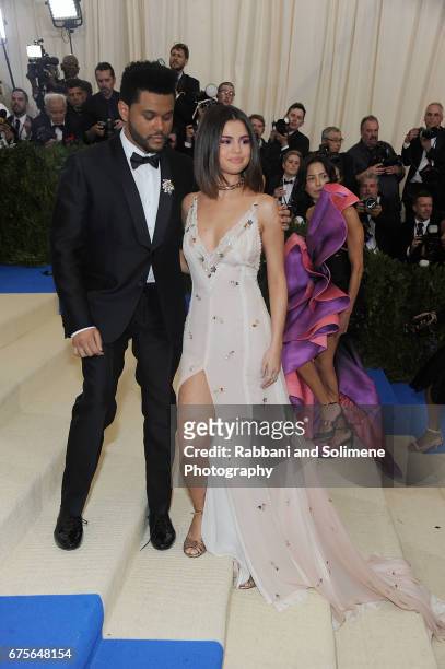 The Weekend and Selena Gomez attends "Rei Kawakubo/Comme des Garcons: Art Of The In-Between" Costume Institute Gala - Arrivals at Metropolitan Museum...